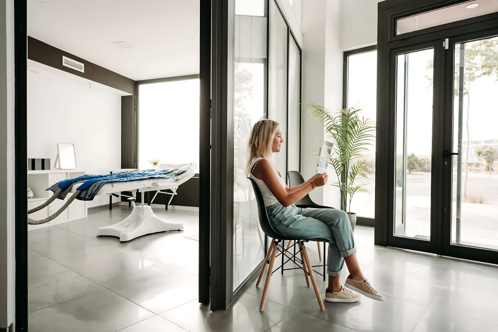 Aesthetic Record optimization relaxed woman waiting